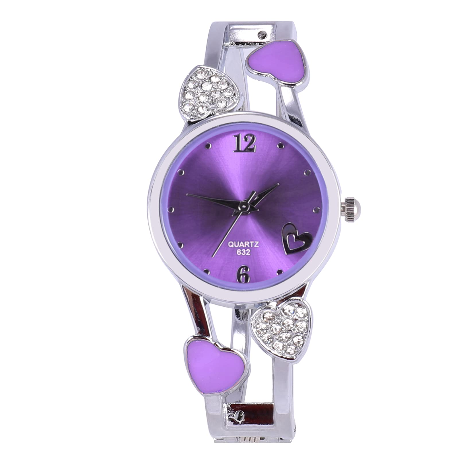 ele ELEOPTION Women Bangle Watch Bracelet Quartz Watch with Rhinestone Round Dial Stainless Steel Band Wrist Ladies Watches with Women Watch Box Purple